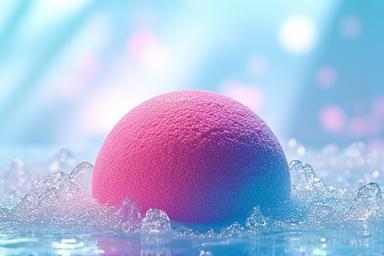 Colorful bath bomb fizzing dramatically in water, creating a relaxing bath experience